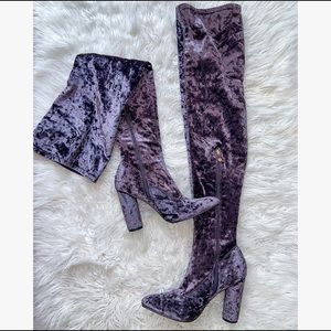 Purple Velvet Over the Knee Boot